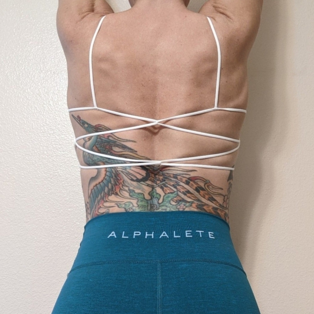 Open Back Sports Bra Strappy White